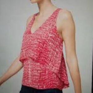 WHBM S Feminine coral pink Animal Print sleeveless cami blouse tank